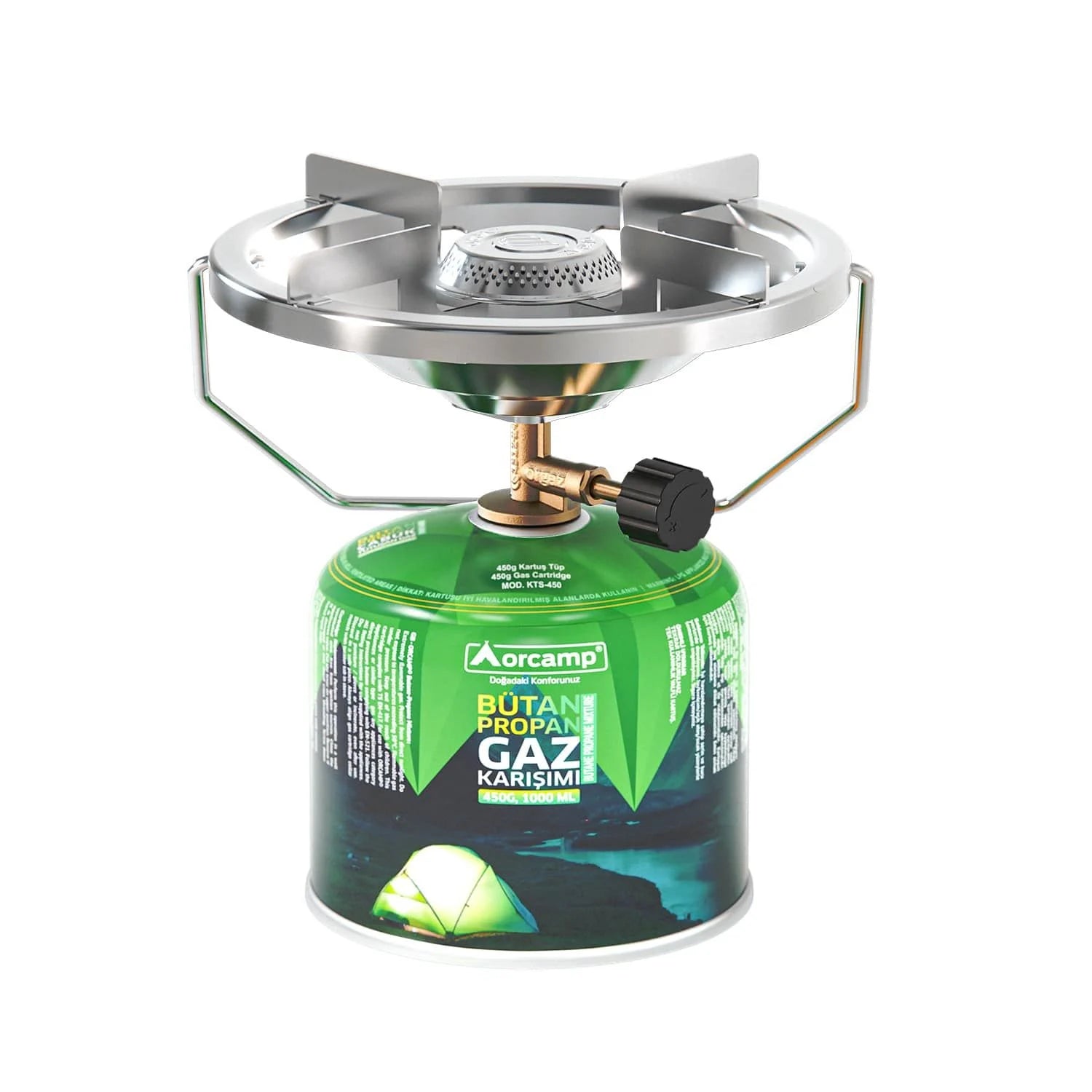 Orcamp K 500+ 450 gr Tüp Kamp Ocak Başlığı ve 450 gr Kartuş Tüp Hafif Taşıma Özellikli